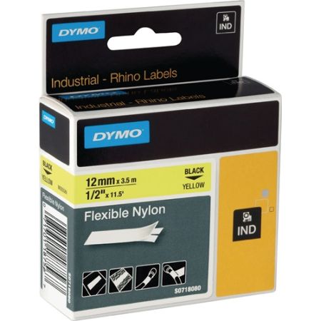 Labeltape bandbreedte 12 mm bandlengte 3,5 m flexibele nylontape zwart op wit DYMO | IP.9000484100