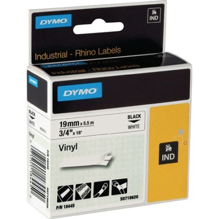 Labeltape bandbreedte 19 mm bandlengte 5,5 m vinyltape zwart op wit DYMO | IP.9000484120