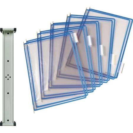 Wandhouder 10 zichtpanelen blauw met draadframe, kunststof ommanteld passend voor DIN A4 TARIFOLD | IP.9000492055