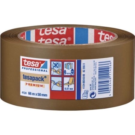 Verpakkingsplakband PVC tesapack® 4124 zeemleer lengte 66 m breedte 50 mm wiel TESA | IP.3000265549