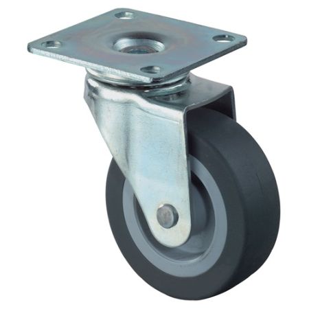Zwenkwiel wiel-d. 25 mm draagvermogen 15 kg met schroefplaat rubber grijs BS ROLLEN | IP.3000275143