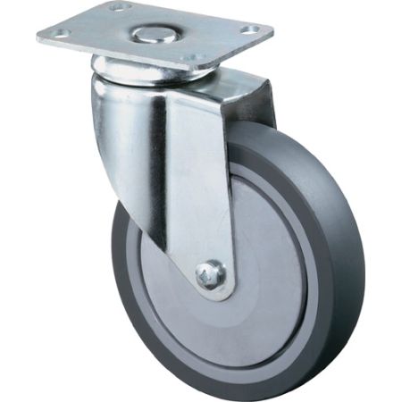 Zwenkwiel wiel-d. 100 mm draagvermogen 80 kg met schroefplaat rubber grijs BS ROLLEN | IP.3000275245