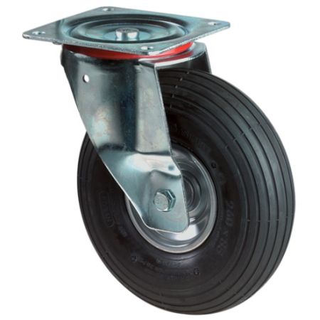 Wiel met luchtband wiel-d. 200 mm draagvermogen 75 kg zwenkwiel met schroefplaat ribbelprofiel BS ROLLEN | IP.3000275800