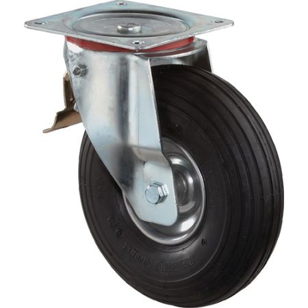 Wiel met luchtband wiel-d. 200 mm draagvermogen 75 kg met schroefplaat zwenkwiel luchtbanden zwart BS ROLLEN | IP.3000275976