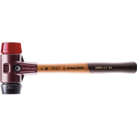 Kunststofhamer SIMPLEX lengte 300 mm kop d. 30 mm middelhard/hard hout rubber zwart/plastic rood HALDER | IP.4000811453