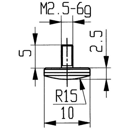 Meetinzetstuk d. 10 mm gewelfd radius 15 M2,5 hardmetaal passend voor meetklokken KÄFER | IP.4000851592