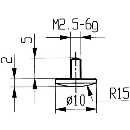 Meetinzetstuk d. 10 mm gewelfd radius 15 M2,5 staal passend voor meetklokken KÄFER | IP.4000851638